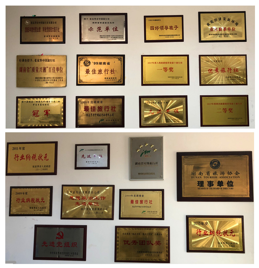 張家界中國(guó)旅行社榮譽(yù)獎(jiǎng)?wù)伦C書(shū)